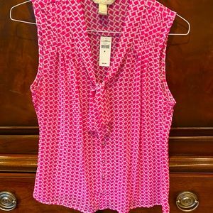 Banana Republic, new with tags, sleeveless pink top with tie in front.